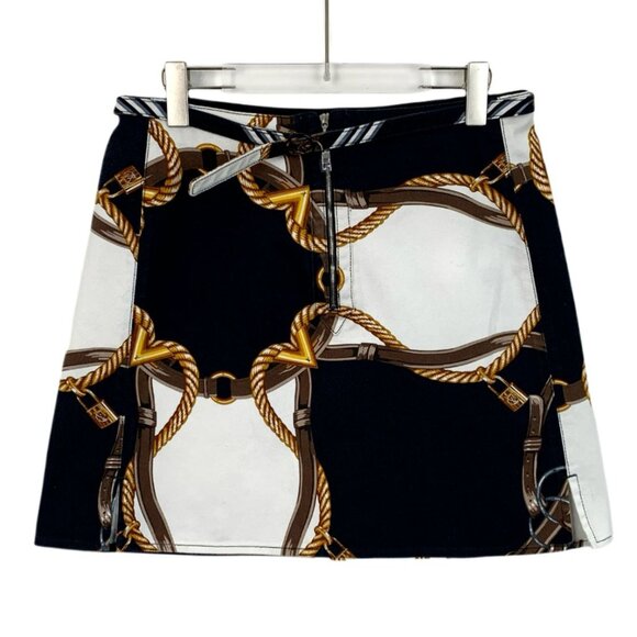 Louis Vuitton Womens Rope Chain Print A-Line Skirt Size 42 Made In Italy - Picture 2 of 8